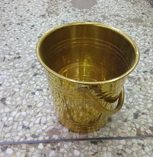 Modern Brass-Colored Ice Bucket or Wine Cooler