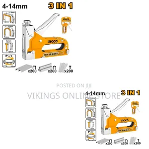 Ingco Hsg1405 Heavy Duty 3-in-1 Staple Gun - 8mm / 10mm / 12mm -Orange