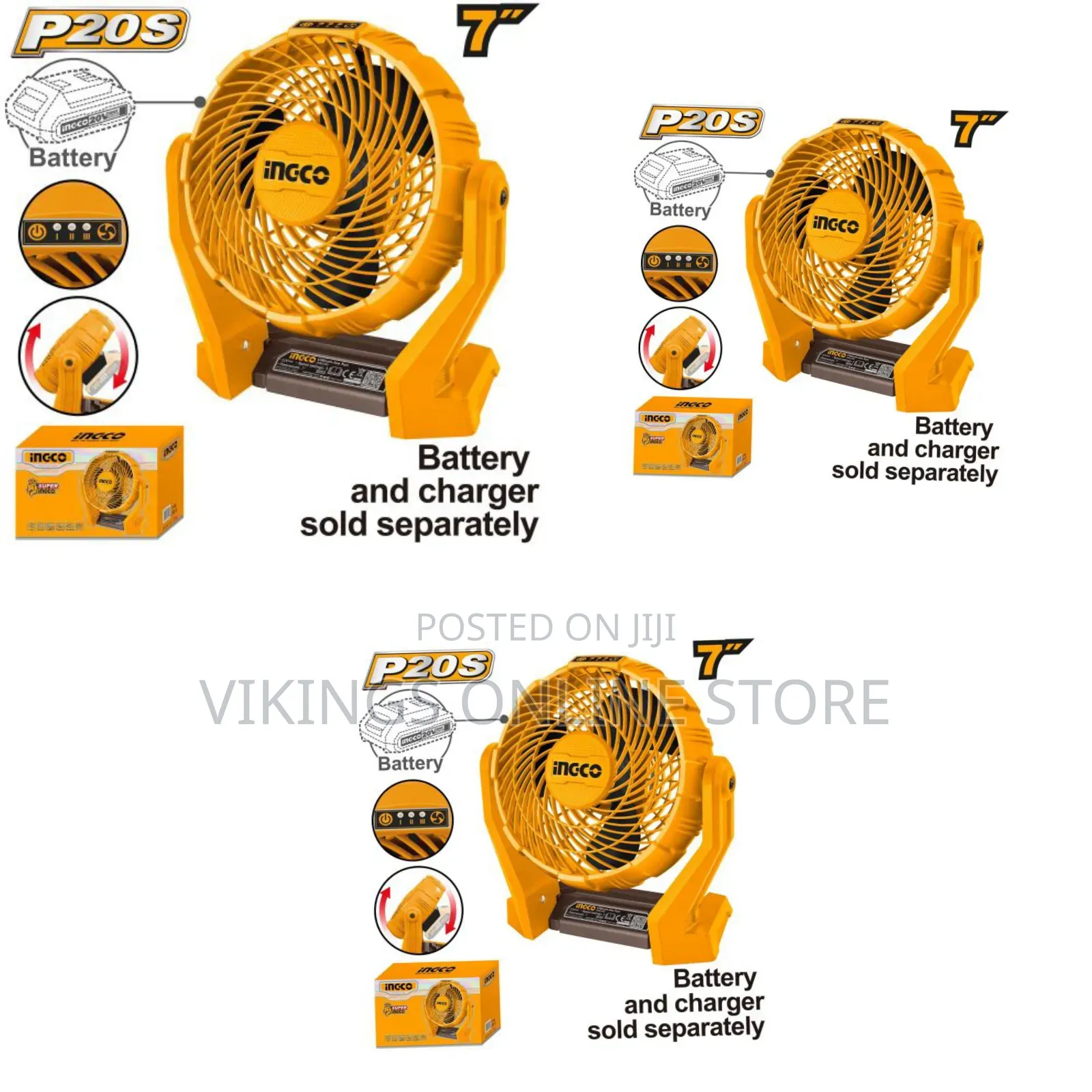 Ingco Cfali2007 - Lithium-Ion Fan - Orange