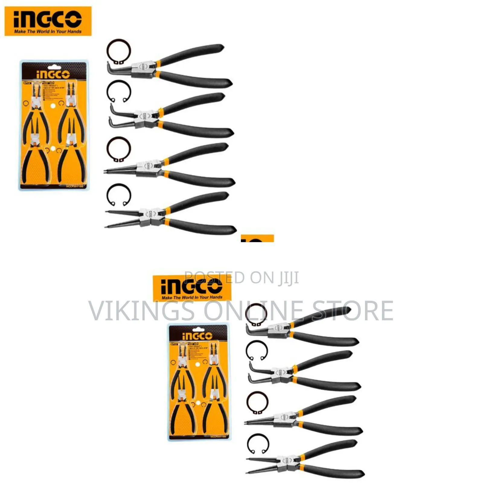 Ingco Hccps01180 - 4 PCS Circlip Pliers Set - Orange