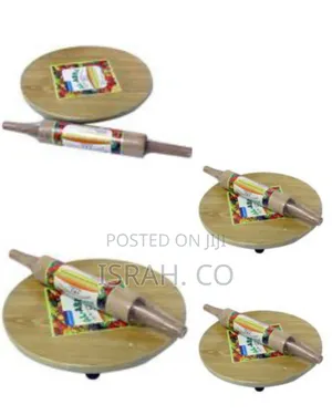 Chapati Rolling Board/Cutting Board With a Rolling Pin, Brown