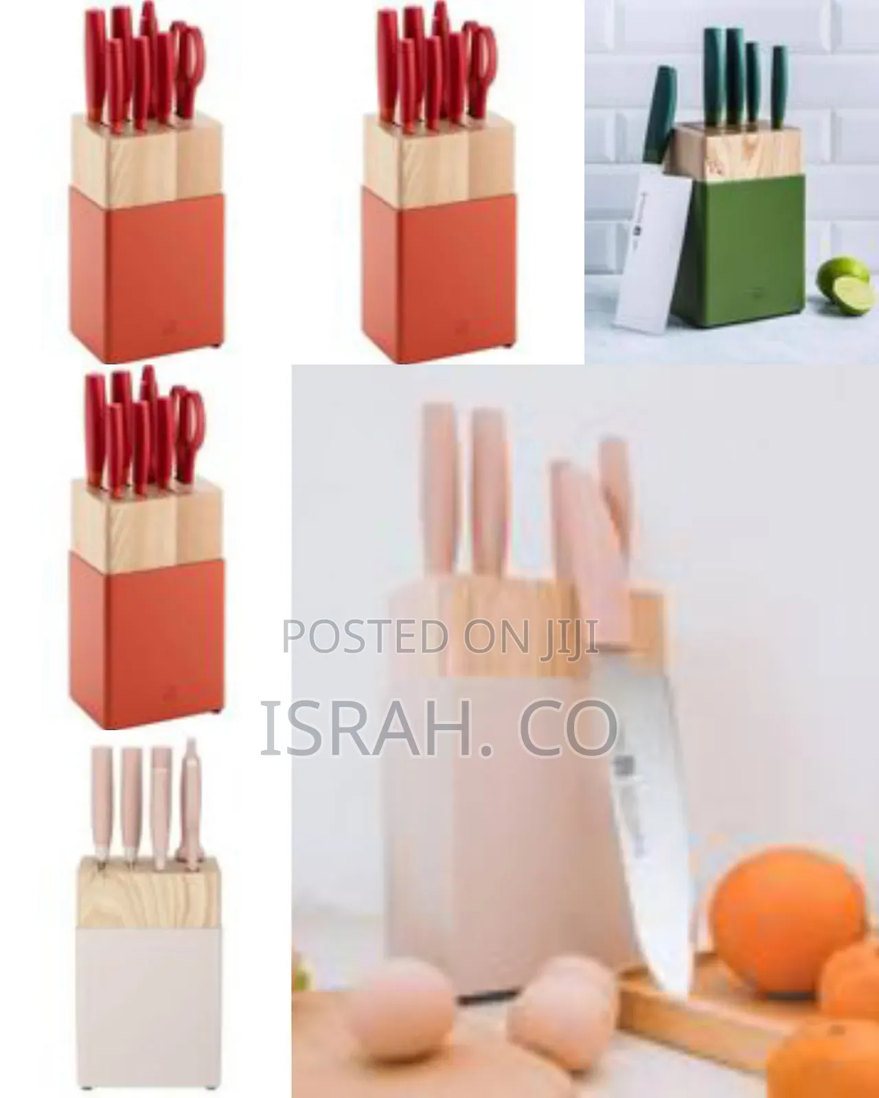 6-Piece Kitchen and Knife Set With Wooden Storage Block Organizer