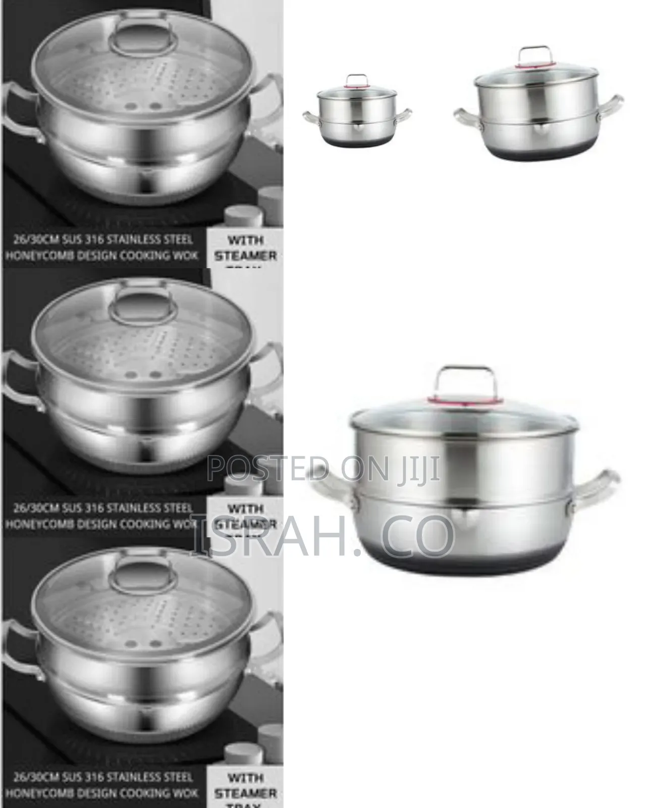 34cm Non-Stick Steamer Induction Wok Cookware Saucepan Pot- Silver