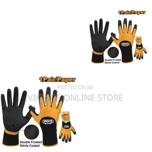 Ingco Hgnf01 - Knitted & Pvc Dots Gloves - Orange
