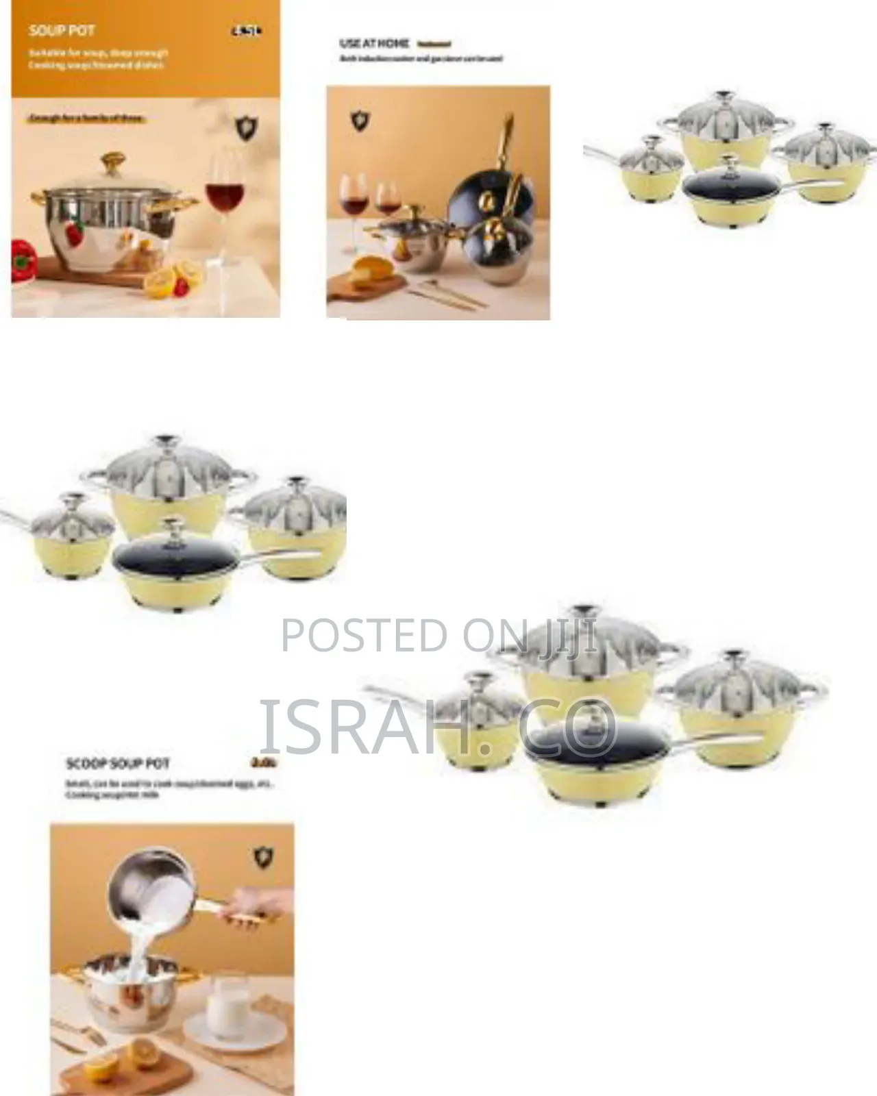 4 PCS Stainless Steel Cookware Set With Lid Cooking Pots Saucepans