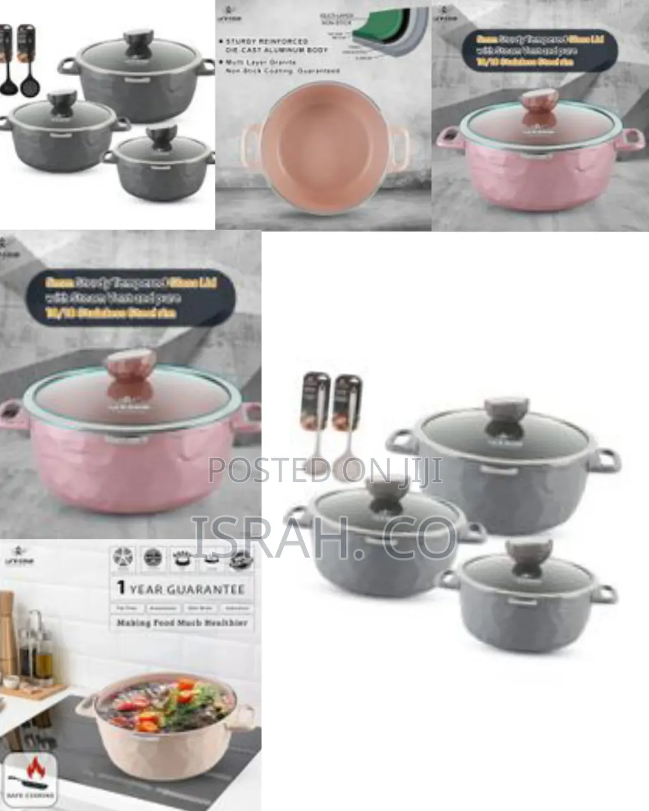 Life Smile 8 Pieces Cookware Set Induction Base Granite Non Stick