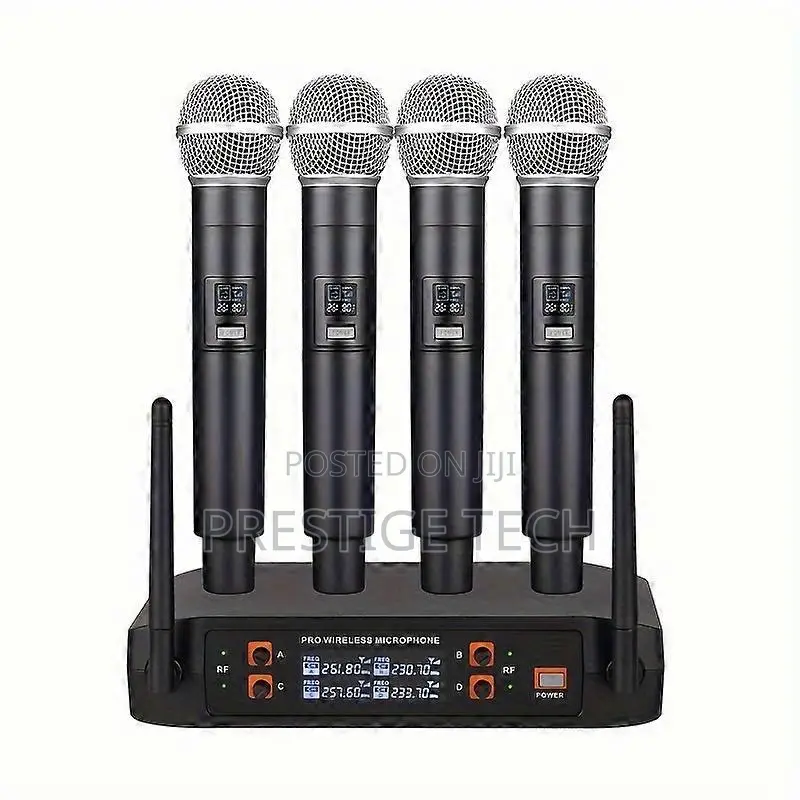 D4 Pro Wireless Microphone System With 4 Handheld Mics For Stage