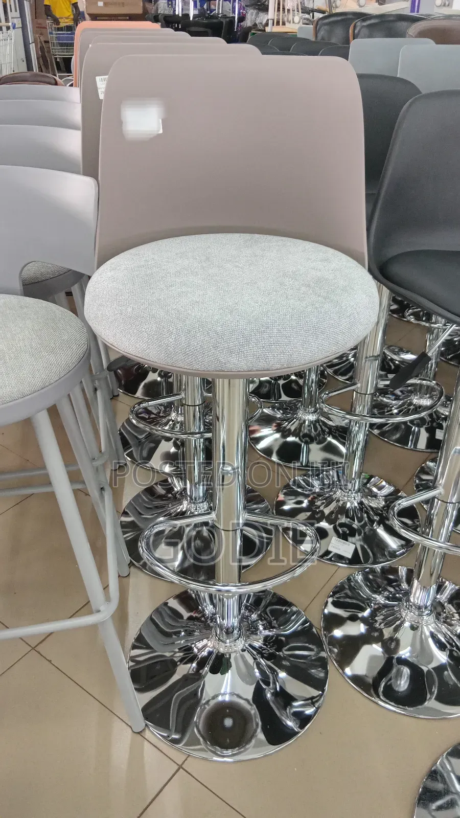 Adjustable-Height Bar Stools With Cushioned Seat