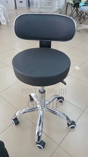 Pu Office Desk Rolling Stool With a Faux Leather Seat and Backrest,