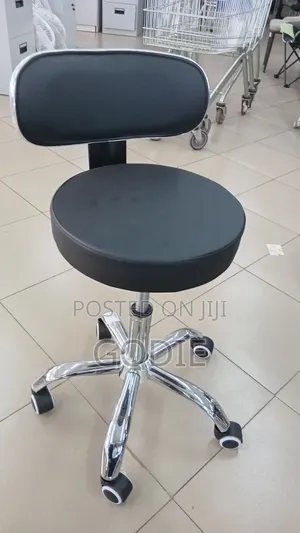 Pu Office Desk Rolling Stool With a Faux Leather Seat and Backrest,