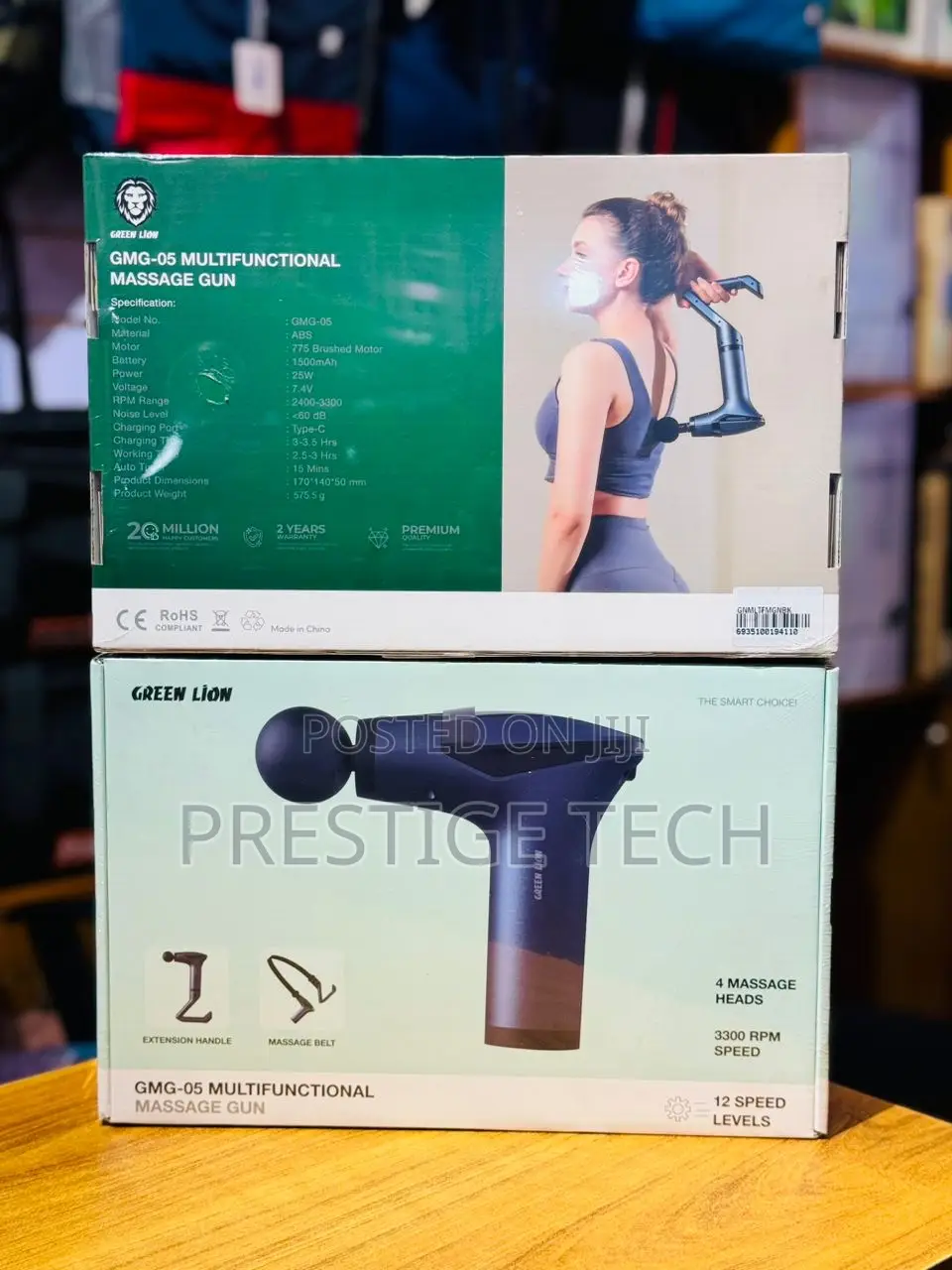 Green Lion Multifunctional Massage Gun With 4 Massage Heads
