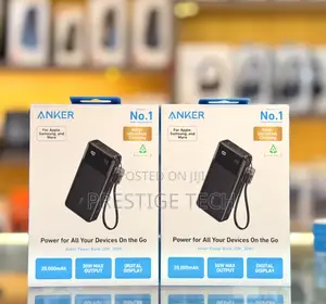Anker 30w Power Bank 20000mah Portable With Built-in Usb-c Cable