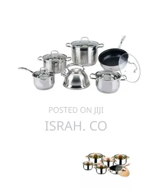 12 Piece Stainless Steel Kettle and Pots Saucepans Cookware-Silver