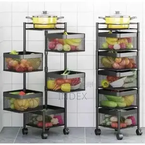 Multilayer Fruit Basket Rolling Round Kitchen Storage Rack