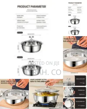 8 Piece Thick Stainless Steel Soup Pots With Glass Lids and Handle