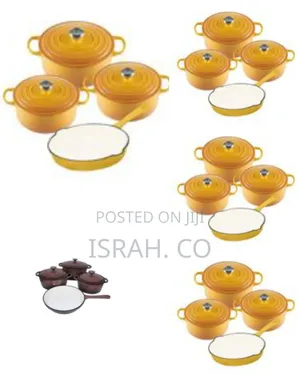 7 Piece Nonstick Authentic Cast Iron Oven Cookware Pot Set Casserol