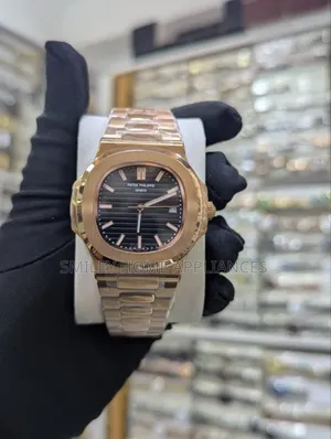 Patek Phillipe Black Face Men's Original Automatic Rose Gold Watch