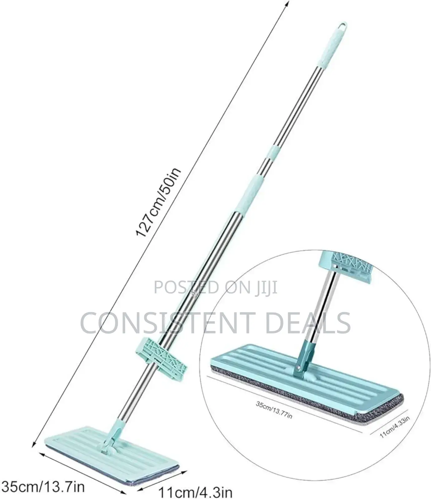Flat Mop With 2/4/6 Microfiber Pads, 50" Adjustable Handle