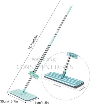 Flat Mop With 2/4/6 Microfiber Pads, 50" Adjustable Handle