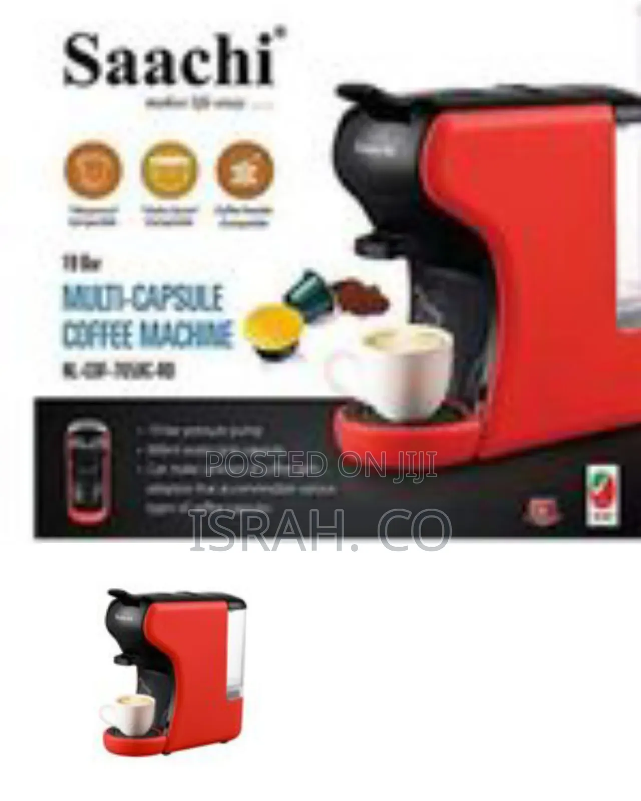 Saachi Multi-Capsule Coffee/Espresso Machine-Red