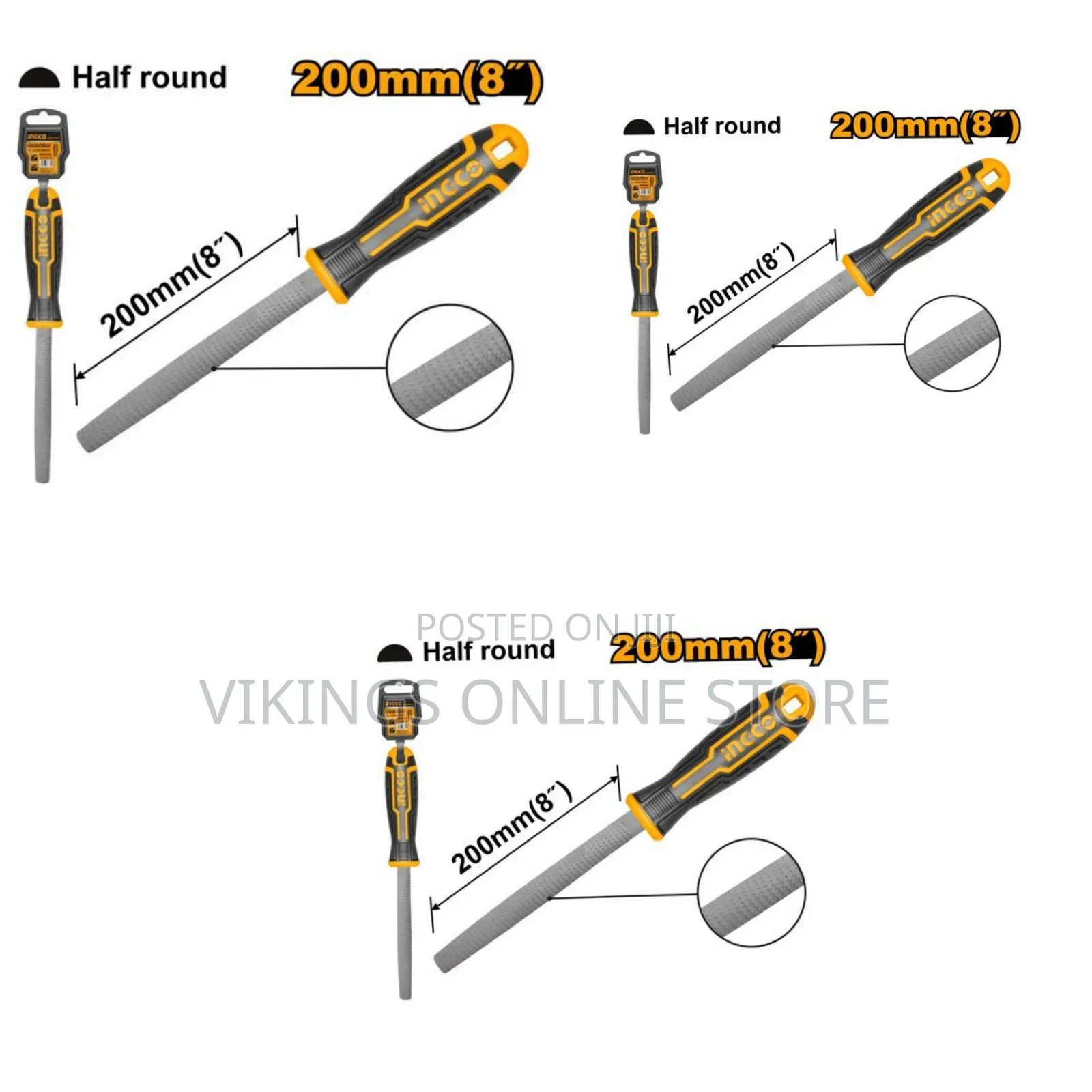 Ingco Hwhf088 - Half Round Wood File - Orange