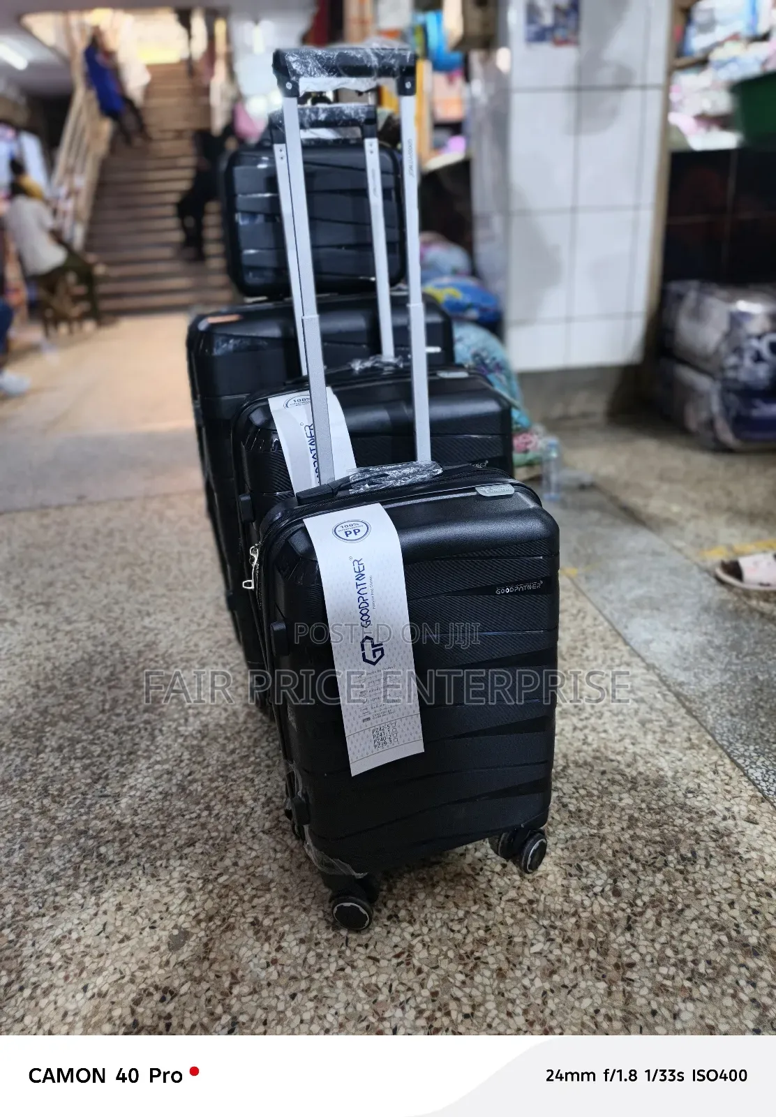 Original Rubber Plastic Suitcases. 4pcs. Black Color