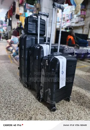 Executive Rubber Plastic Suitcases in 4pcs. Black Color