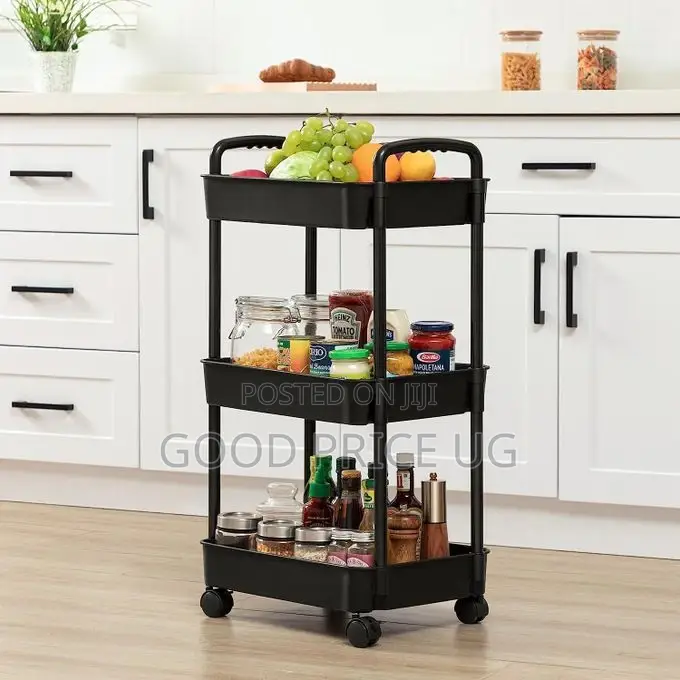 Black 3-Tier Rolling Utility Cart,