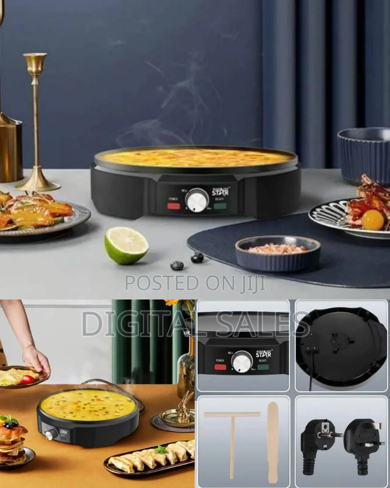 Winningstar Versatile Electric Crepe Maker and Non-Stick Griddle