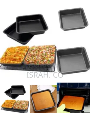 24cm Nonstick Square Cake Baking Pan Mould Tray, Black