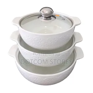 3-Piece White Ceramic Serving Bowl Set,