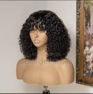 Fringe Curly Human Hair Black