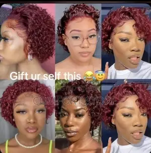 Maroon Pixie Curly Wig
