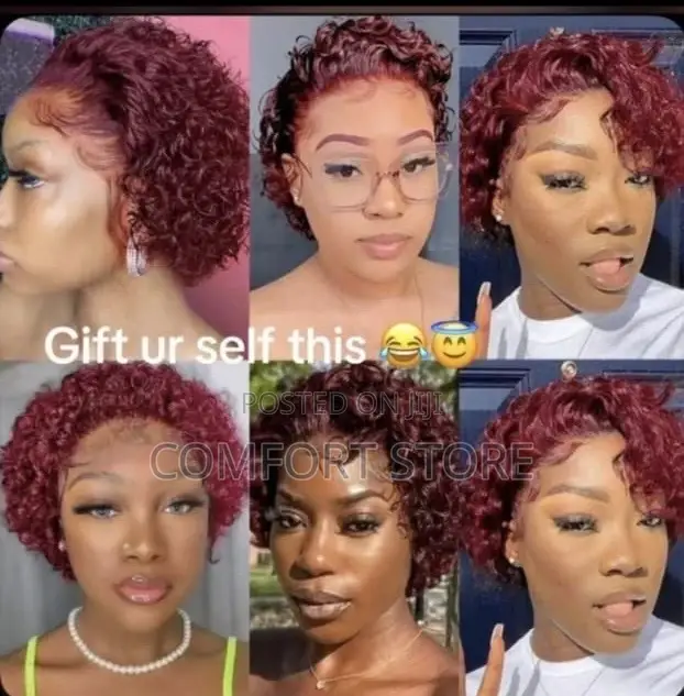Maroon Pixie Curly Wig