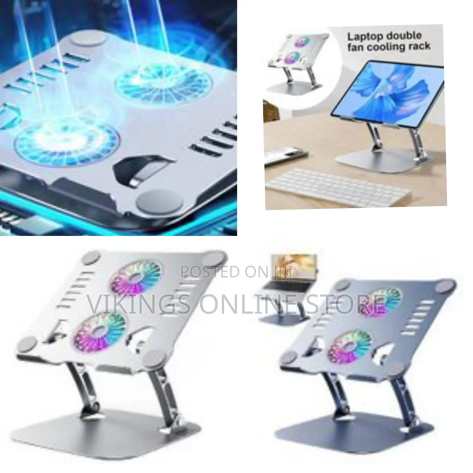 Portable Laptop Stand With Dual Fan - Laptop Cooling Pad Adjustable