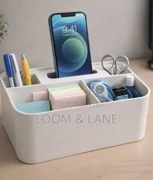 Minimalist White Plastic Desk Organizer