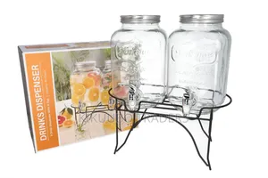1 Gallon Glass Drink Dispensers 4+4l