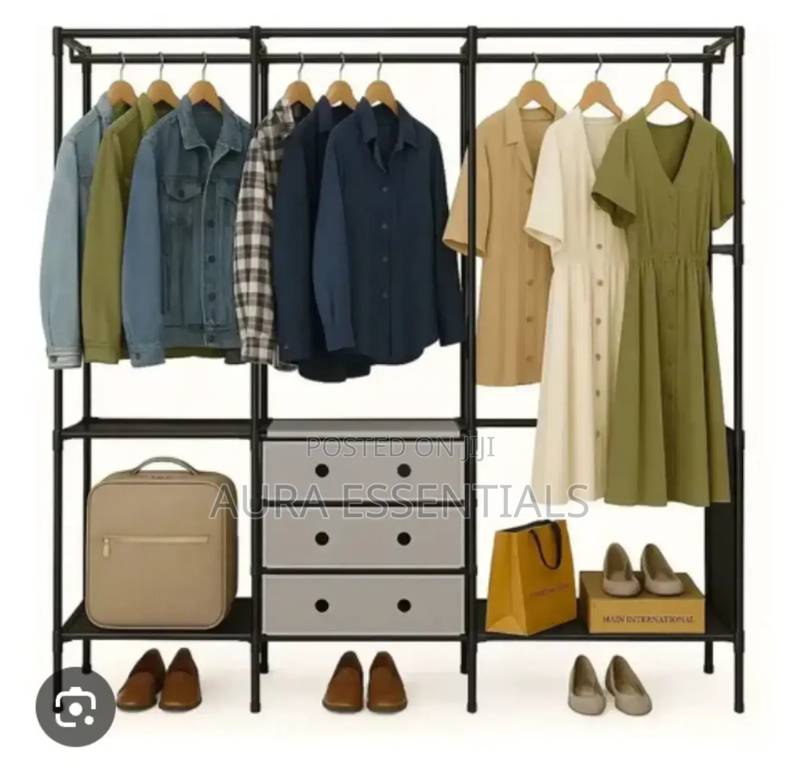 Freestanding Metal Garment Rack or Portable Closet