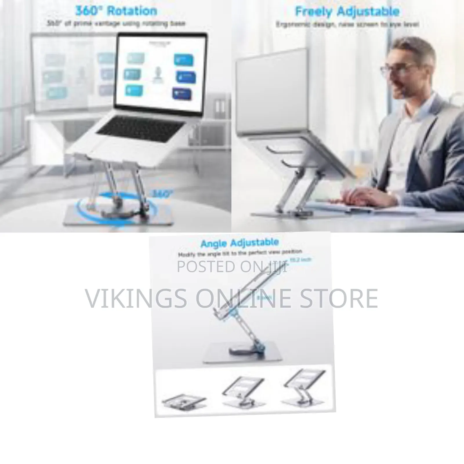 Adjustable Laptop Stand With 360 Rotating Base, Computer Stand