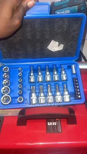 34pc Torx Bit Socket and E-Torx Star Socket Set (Allen Key Driver)
