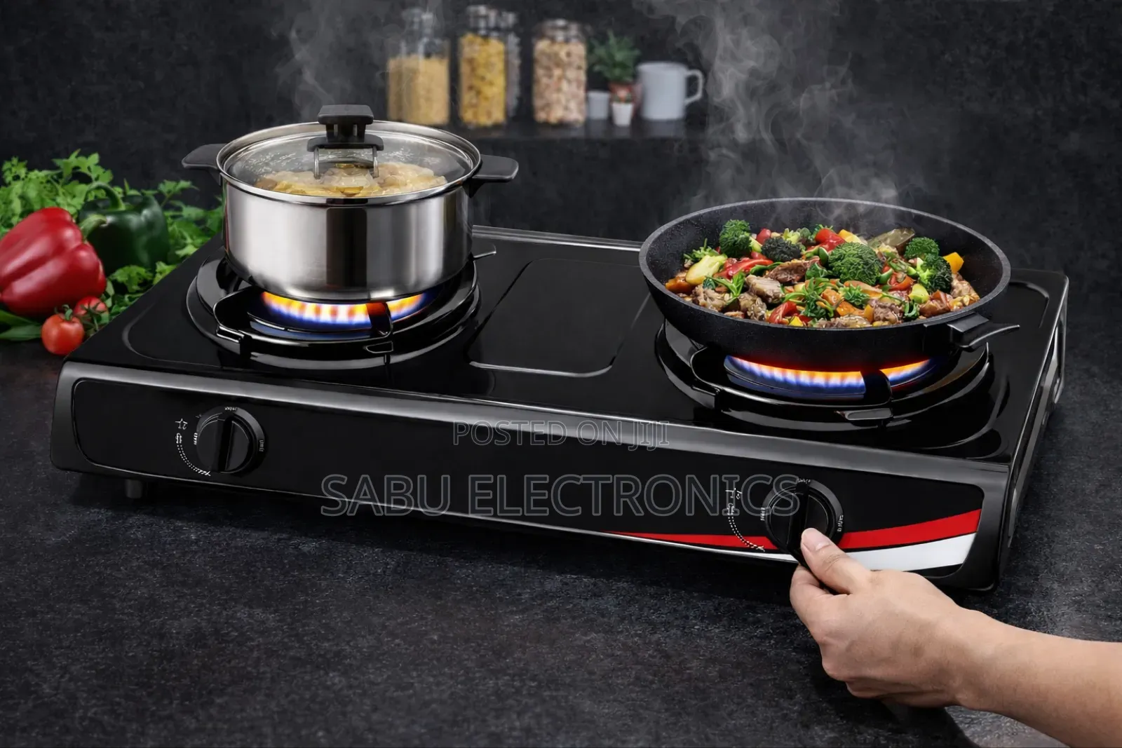 Household Double Gas Stove - Strong Flame Durable