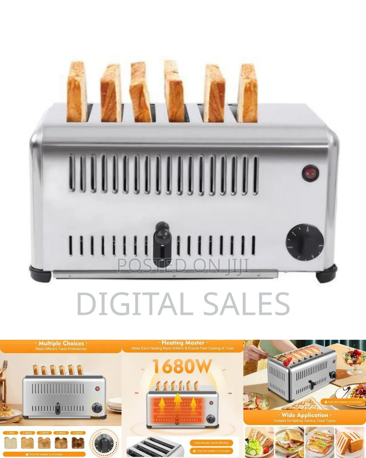 High-Capacity Stainless Steel Toaster