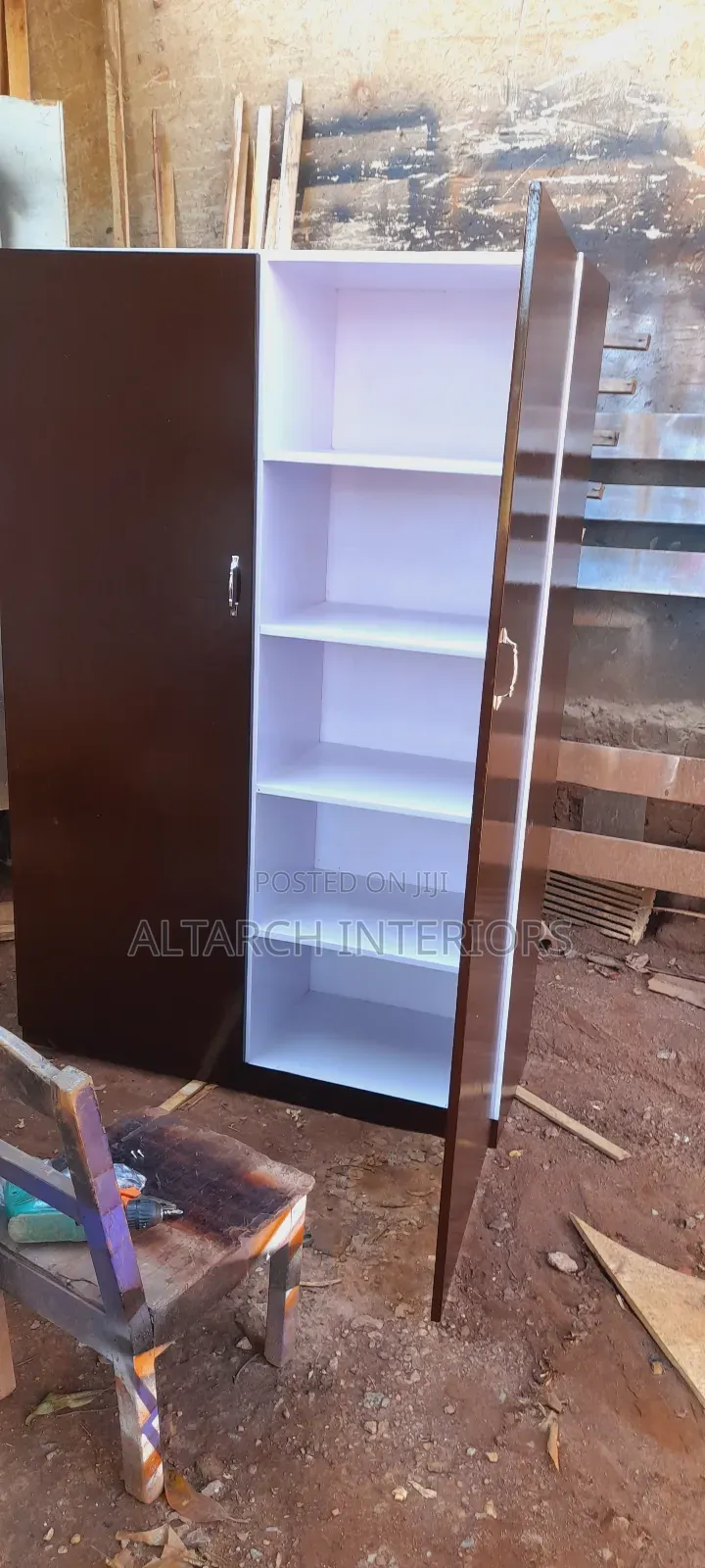 4x6 Wardrobe With 2 Shatters and in White and Coffee Brown