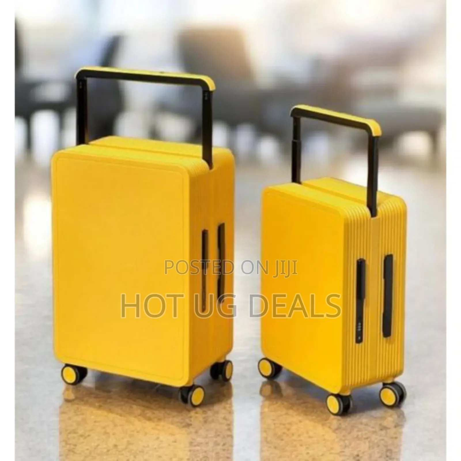 Leaves King Black Wide Handle Suitcase - 2set