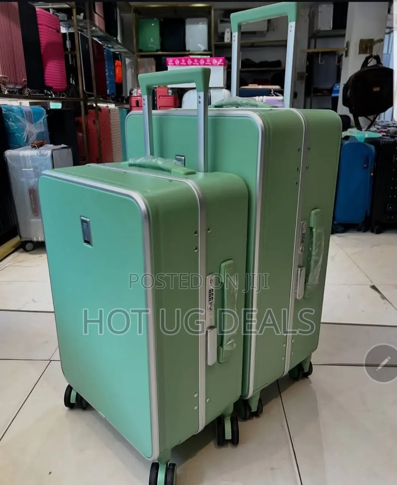 Leaves King Black Wide Handle Suitcase - 2set