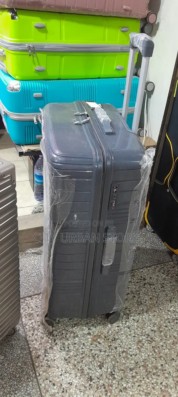 Colour Grey Plastic Rubber Suitcases