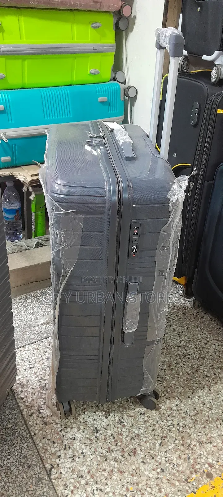 Colour Grey Plastic Rubber Suitcases