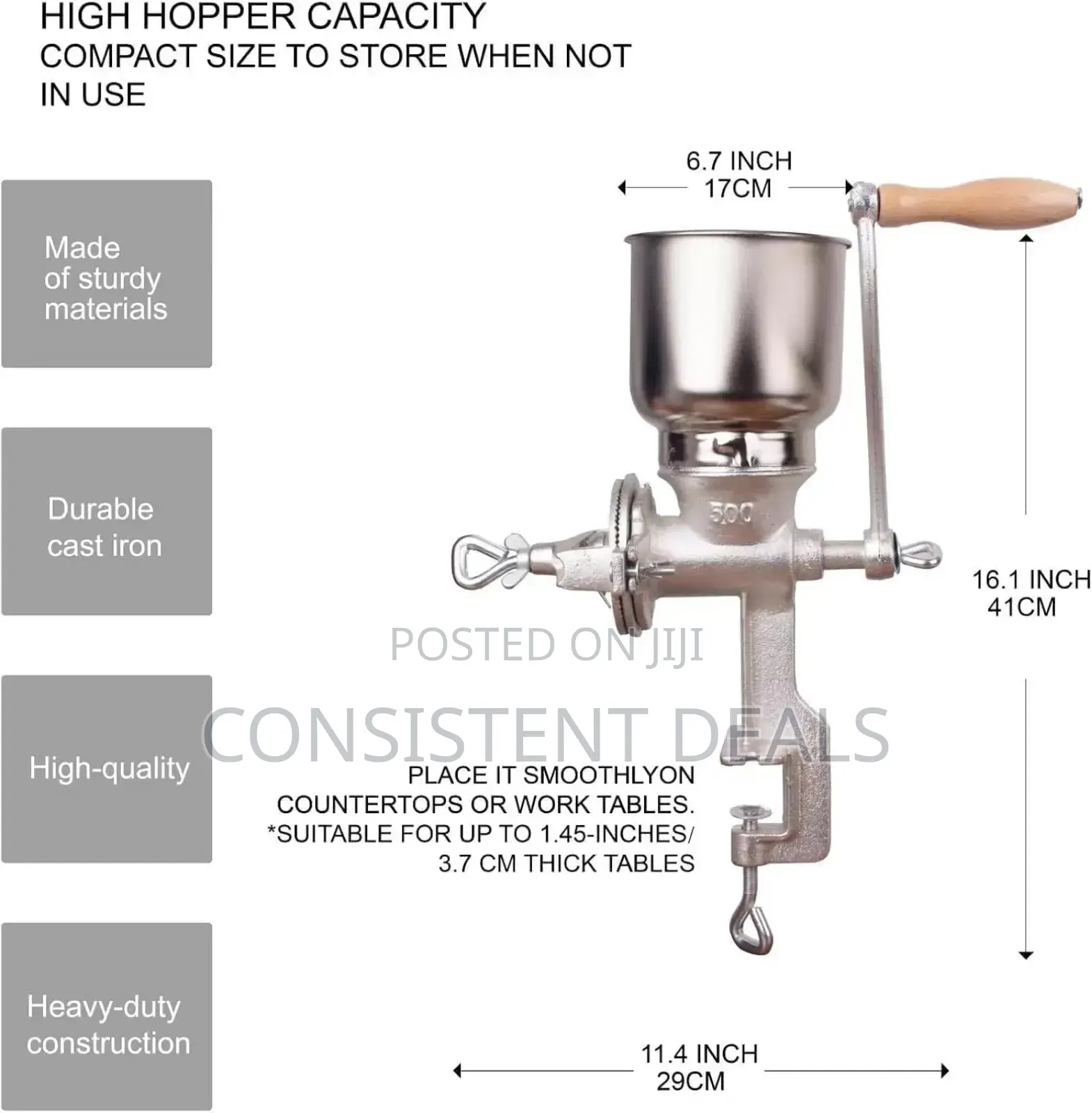 Heavy Duty Cast Iron Manual Grinder, Hand Mill Grain Grinder,