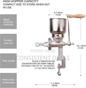 Heavy Duty Cast Iron Manual Grinder, Hand Mill Grain Grinder,