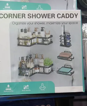 Piece Adhesive Black Shower Caddy Organizer Set